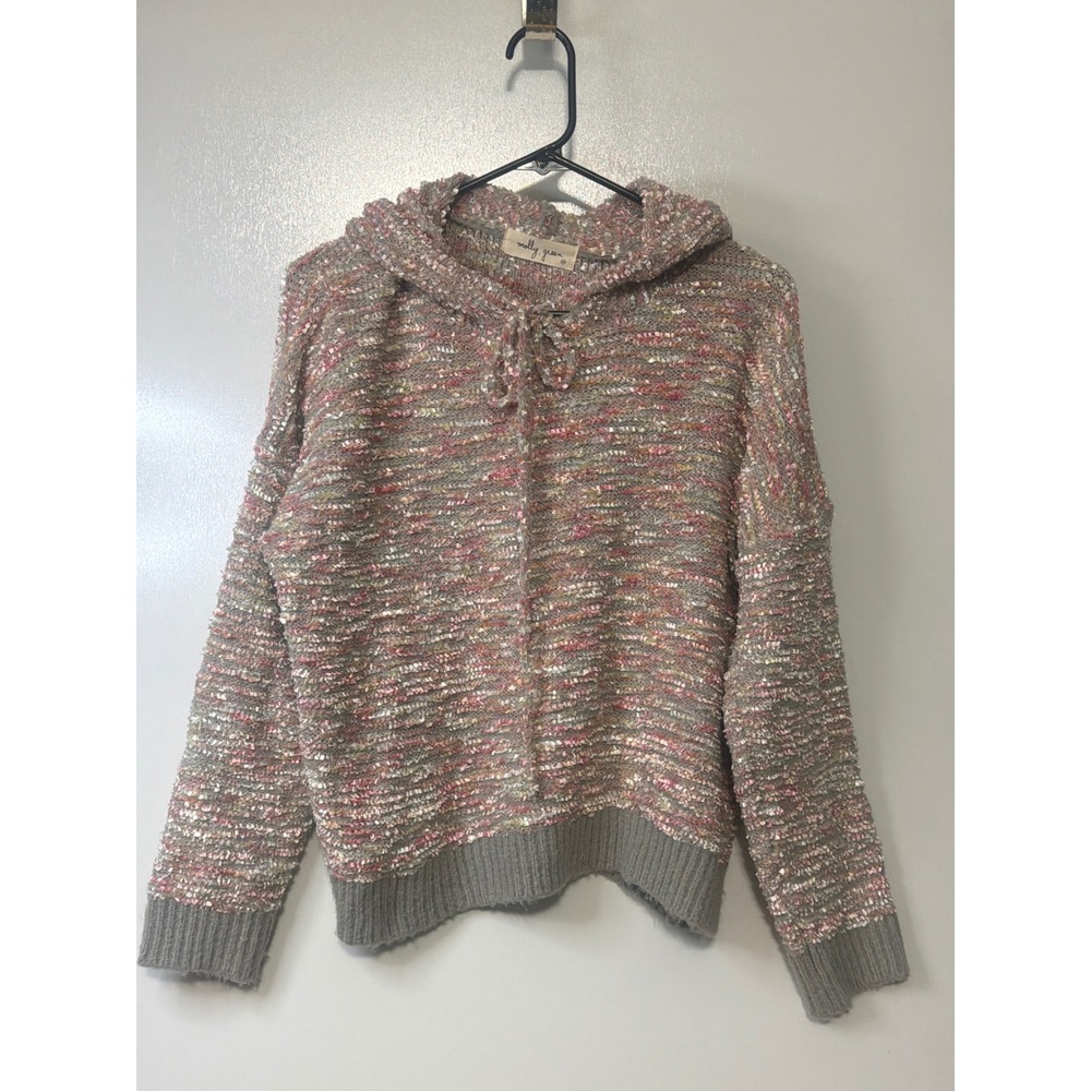 Molly Green Textured Knit Hoodie Multi-Color Pink Grey Sweater Y-13514 S/M